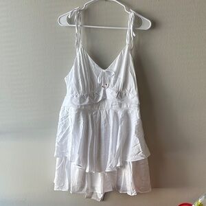 Francesca’s White Layered Romper Spaghetti strap